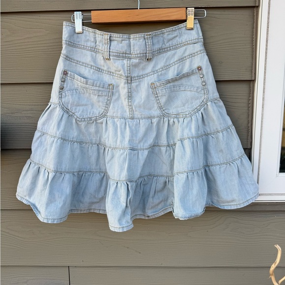 Avanti Blue Skater Mini Skirt Tiered Casual - Picture 3 of 7